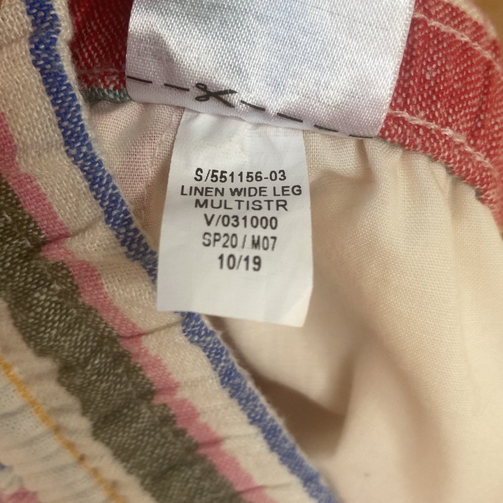 Old Navy Sz M Linen Wide Leg Striped Beach Pants Pink Blue Drawstring Pull On - Picture 7 of 9